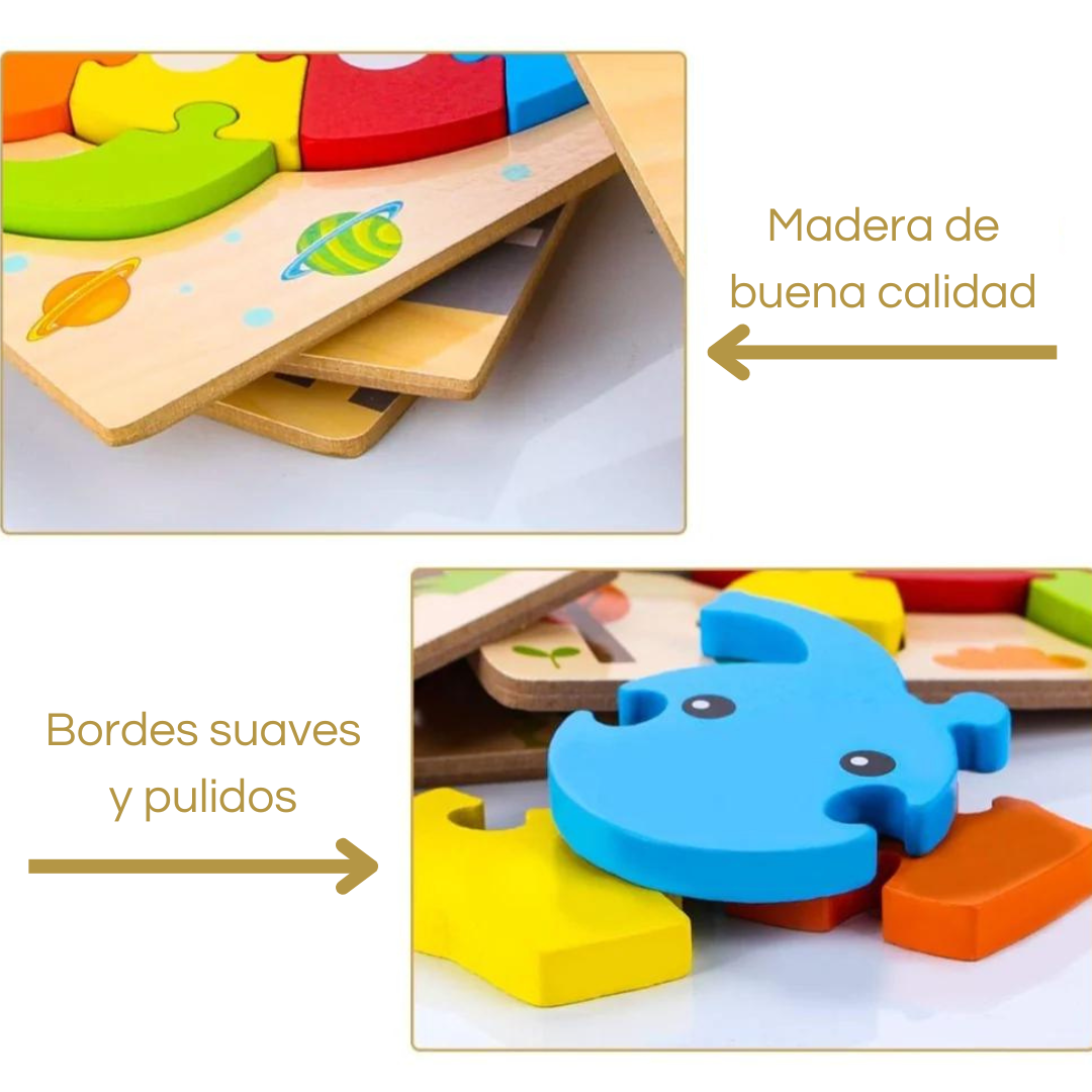Set 4 Puzzles 3D - Madera