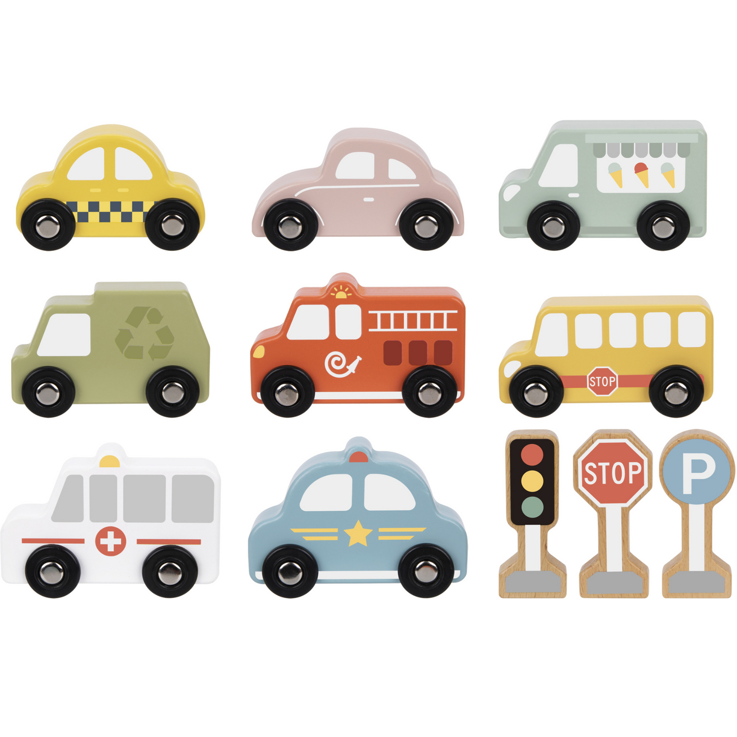 Set 8 Autos de Madera