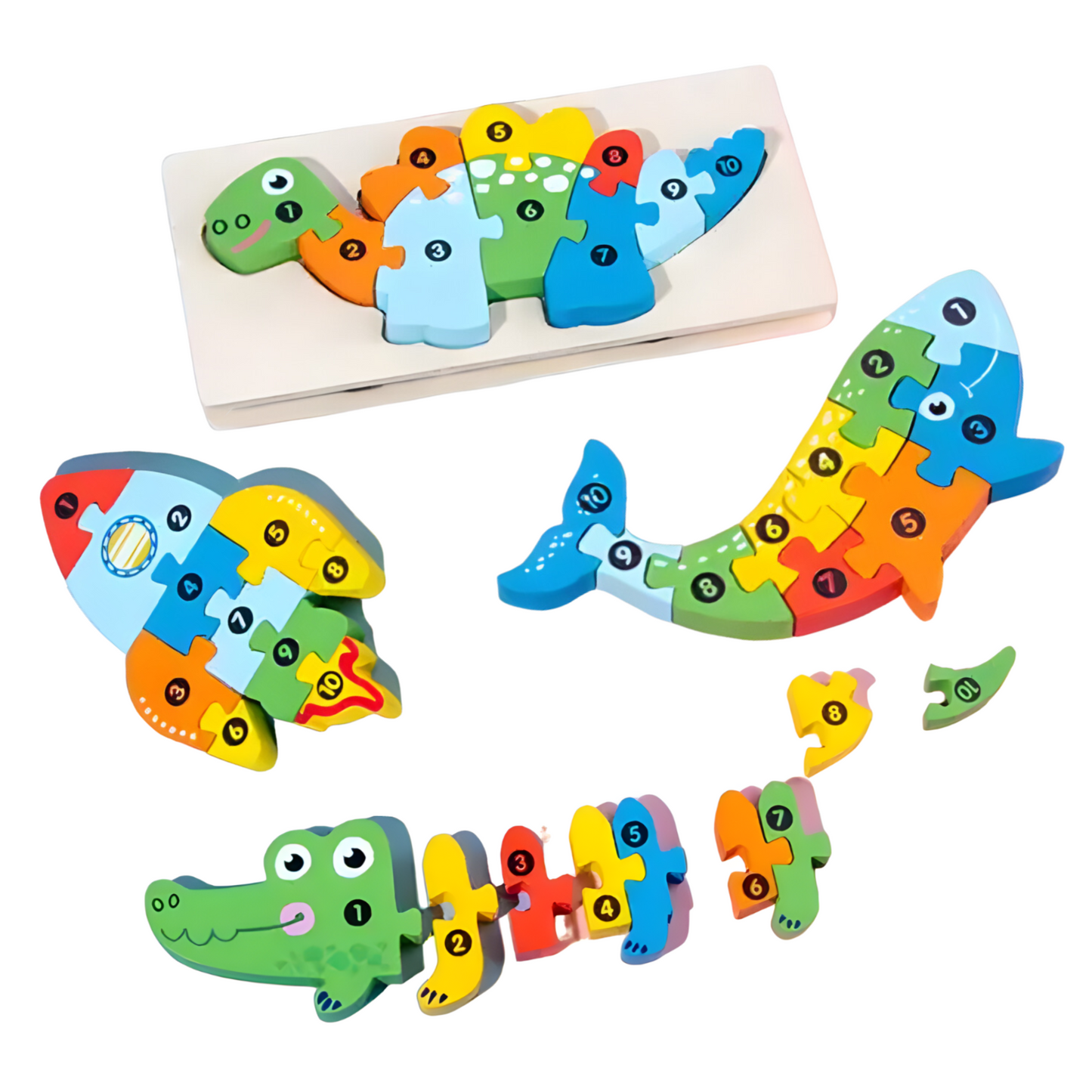Set 4 Puzzles 3D - Madera