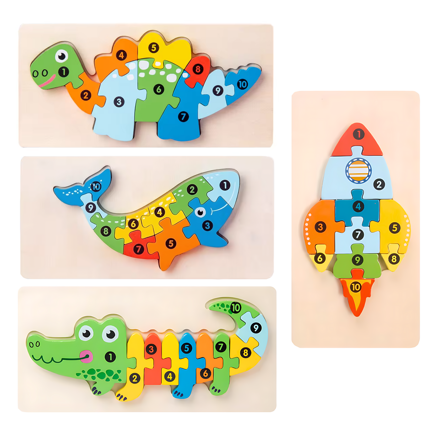 Set 4 Puzzles 3D - Madera