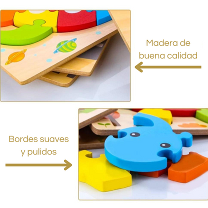 Set 4 Puzzles 3D - Madera