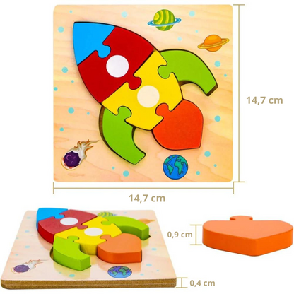 Set 4 Puzzles 3D - Madera