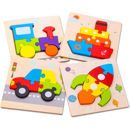 Set 4 Puzzles 3D - Madera