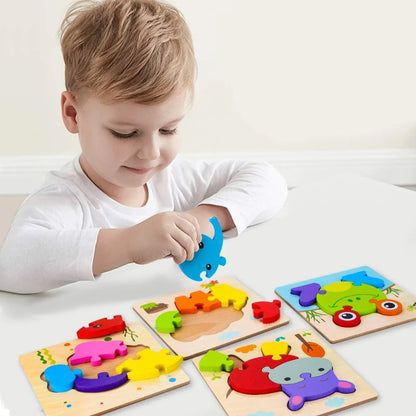 Set 4 Puzzles 3D - Madera